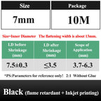 10 METER/LOT BLACK 1/2/3/4/5/6/8/10/10/12/14/16/18/20mm Heat Shrink Tubing Flame Retardant Tube Kit Insulation Tubing Wire Cable