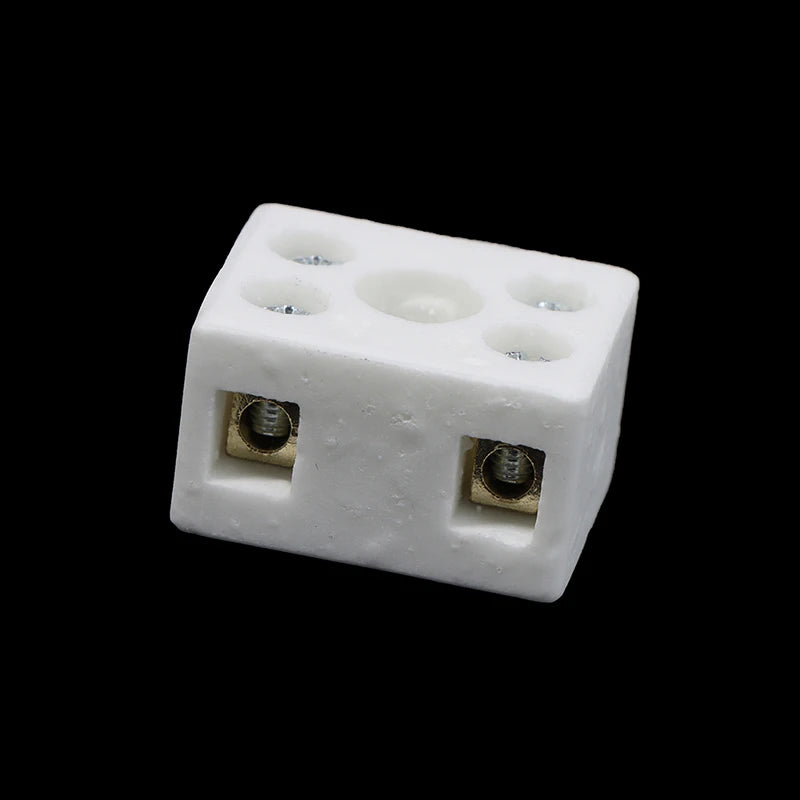 5PCS /Lot 2 Postion 5 Hole Ceramic Wiring Terminal Block High Frequency Porcelain Dual Row Wire Connector