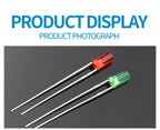 1000PCS 3mm High Flat Top Color Long Feet Red Green Blue Yellow Direct Plug Light-emitting Diode DIP LED