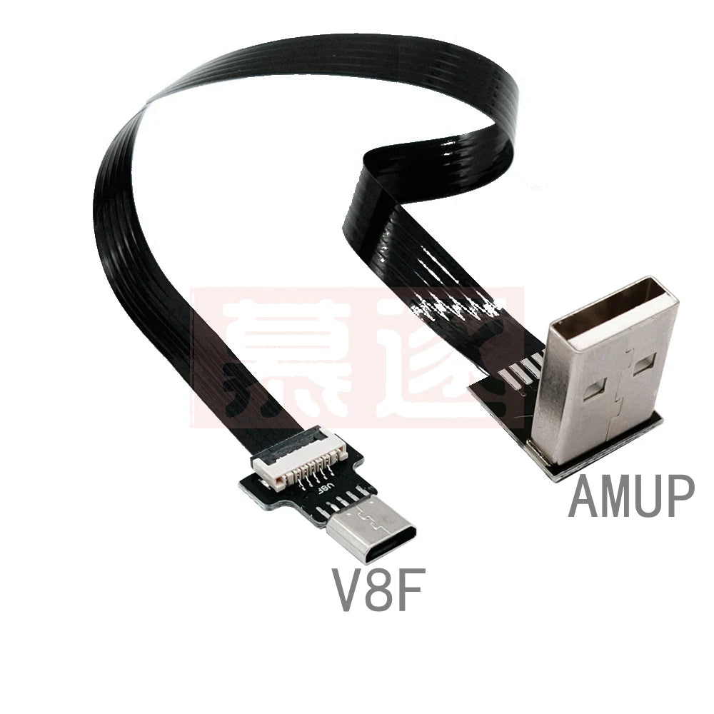 FPC Super Flat flexible Up & Down & Left & Right Angled 90 Degree USB Micro USB Male to USB male FPV Data Charge connector Cable