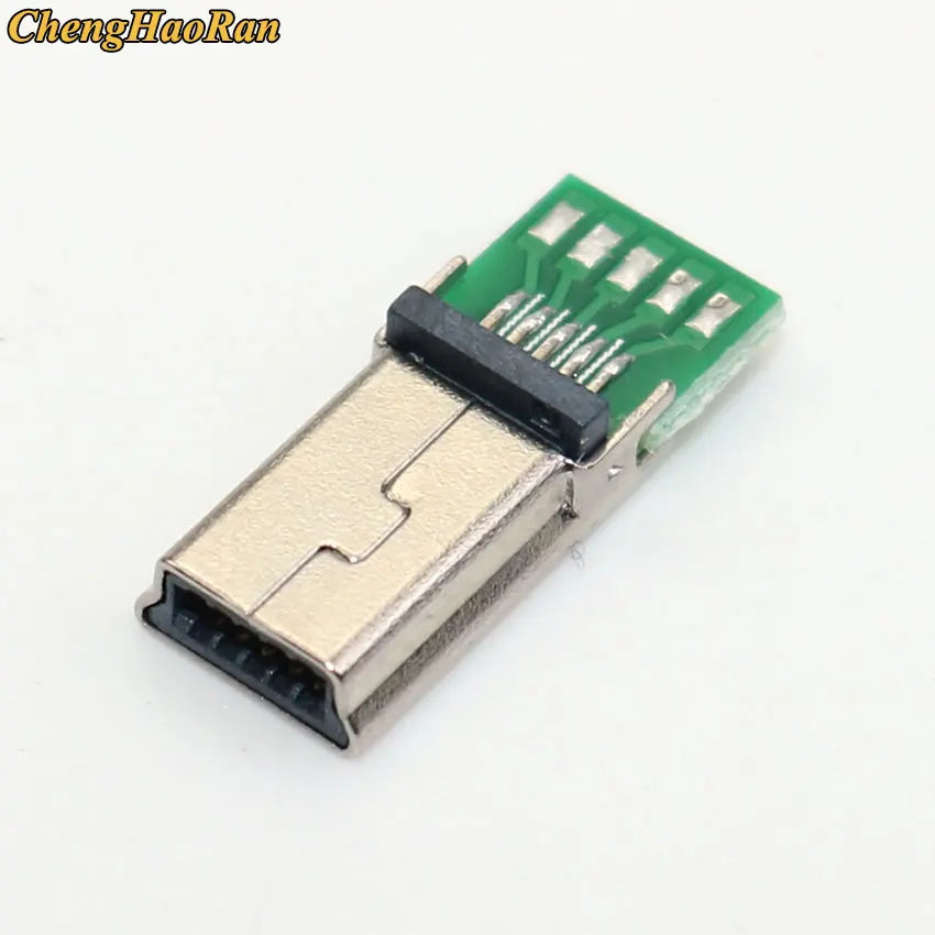 ChengHaoRan 5pcs Mini USB 10P Plug Socket Charging Adapter W/ PC Board Mini 10 Pin Male USB Data Cable Connector