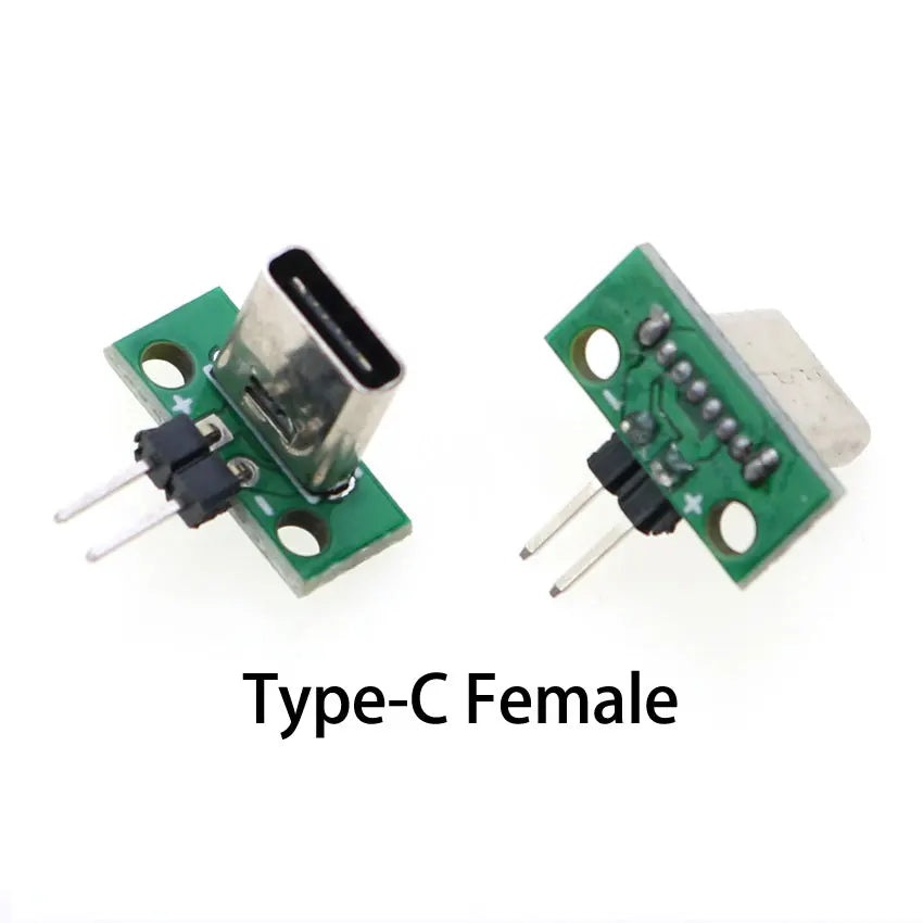 Cltgxdd 1pcs Data Charging Cable Jack Test Board with Pin Header 90/180 Degree USB 3.1 Type-C Female Male Connector