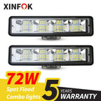 72W Car Work Light LED Bar 4x4 24 LED Working Bar Offroad SUV ATV Tractor Boat Trucks Excavator 12V 24V LED Combo Beam