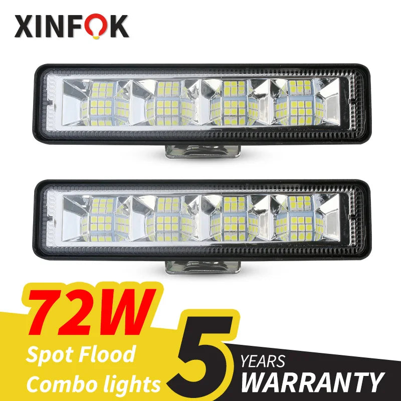 72W Car Work Light LED Bar 4x4 24 LED Working Bar Offroad SUV ATV Tractor Boat Trucks Excavator 12V 24V LED Combo Beam