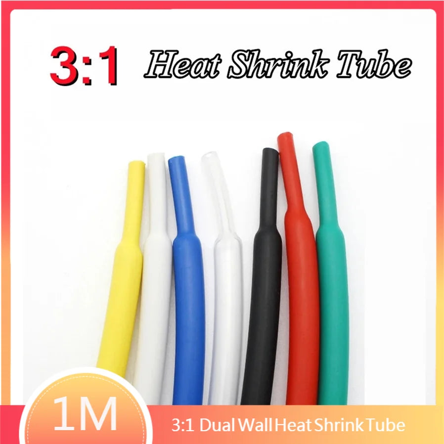 1M 3:1 Ratio Dual Wall Heat Shrink Tube Thick Glue Shrinkable Tubing Adhesive Lined Wrap Wire Kit 1.6/2.4/3.2/4.8/6.4/7.9/mm