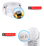 180 Degree Outdoor IP44 PIR Infrared Motion Sensor Switch Motion Detector Automatic Lighting Switch Home Security Alarm System