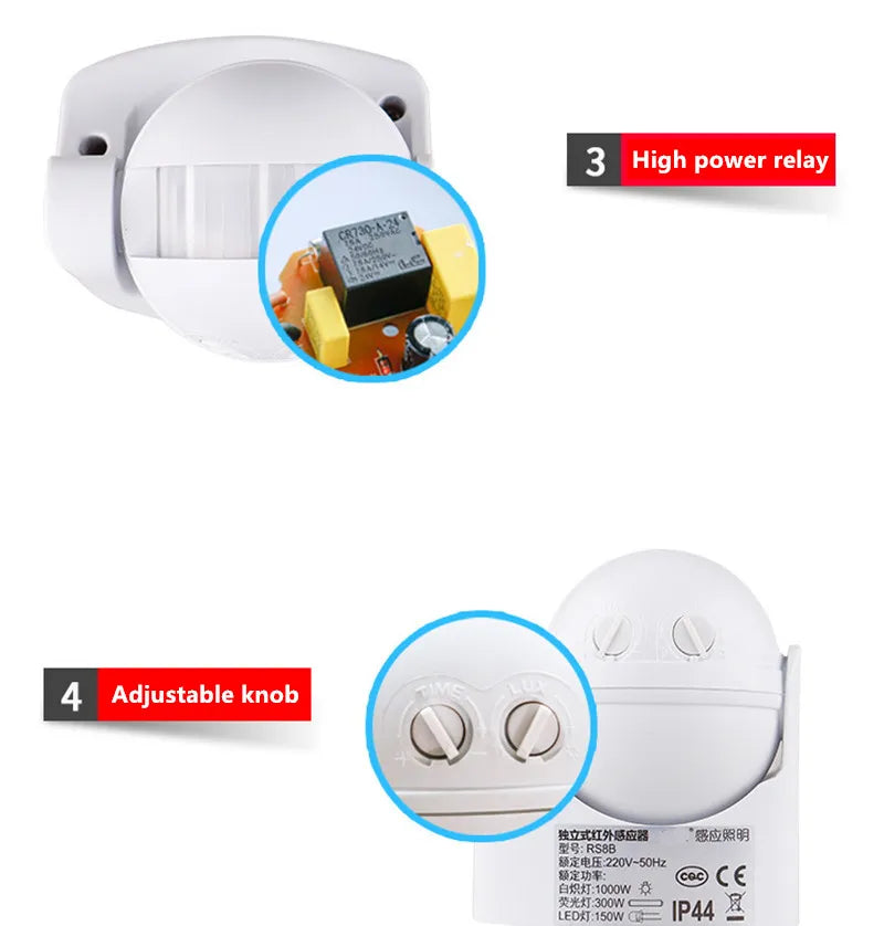 180 Degree Outdoor IP44 PIR Infrared Motion Sensor Switch Motion Detector Automatic Lighting Switch Home Security Alarm System