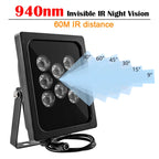 940NM Invisible Illuminator 60M IR Distance 8Array LEDs Infrared Waterproof Night Vision For CCTV Camera 90/60/45/30/15/9 Degree