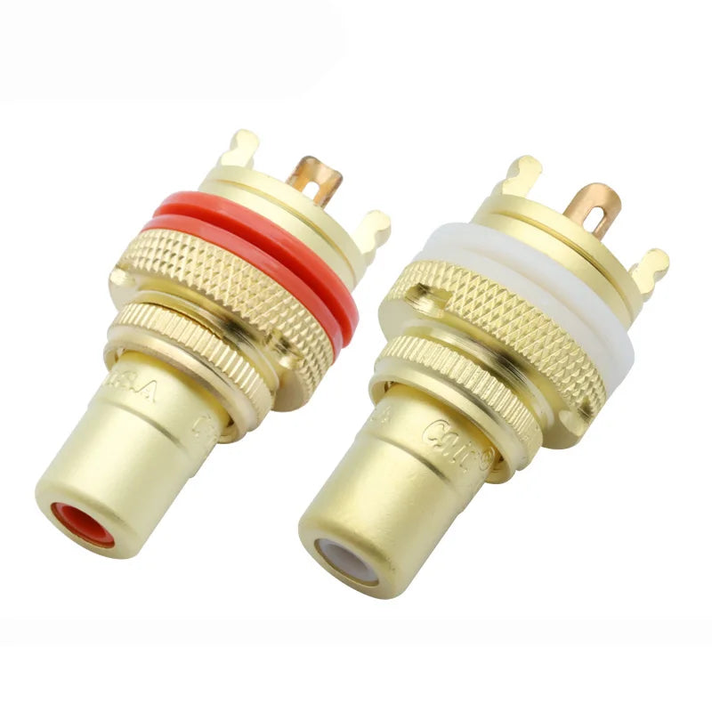 1pair/2pcs Luxury Gold plated RCA Jack Connector Panel Mount Chassis Audio Socket Plug Bulkhead with NUT Solder CUP 3Colors