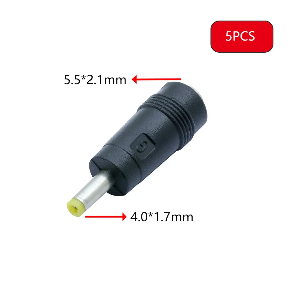5PCS DC 7909 Power Plug Portable Laptop Travel Charger Adapter DC 5.5x2.1mm Female Jack to 7.9*0.9mm DC Power Plug Converter