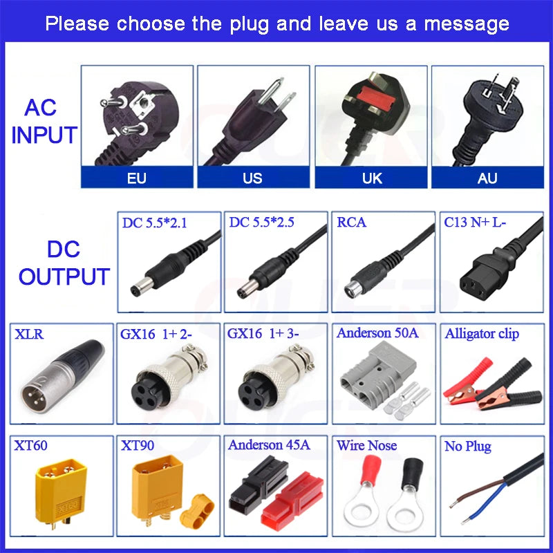 84V 5A Li-ion Charger Used For 72V 74V 20S LCD Dispay Li-ion Lipo Battery OLED Display Fast Charger