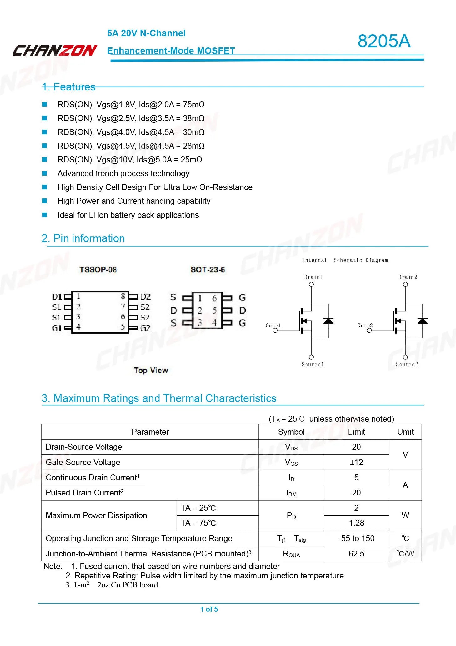10pcs 8205A SOT-23 N-Channel 6 Pin SMD Mosfet Bipolar Junction Transistor BJT SIC Mos Fets Triode Tube Integrated Circuits