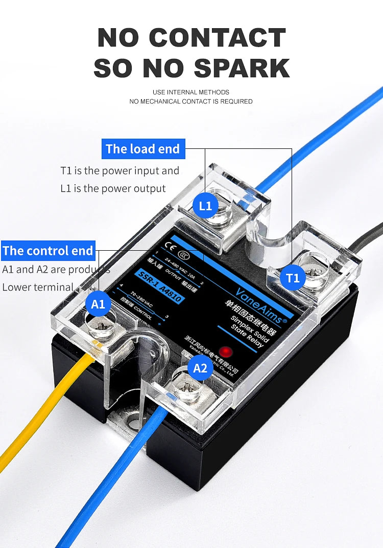 Solid State Relay Single Phase SSR 220V 25A 40A Output SSR-25DA SSR-40DA SSR-40AA SSR-40DD Relay Module for Temperature Control