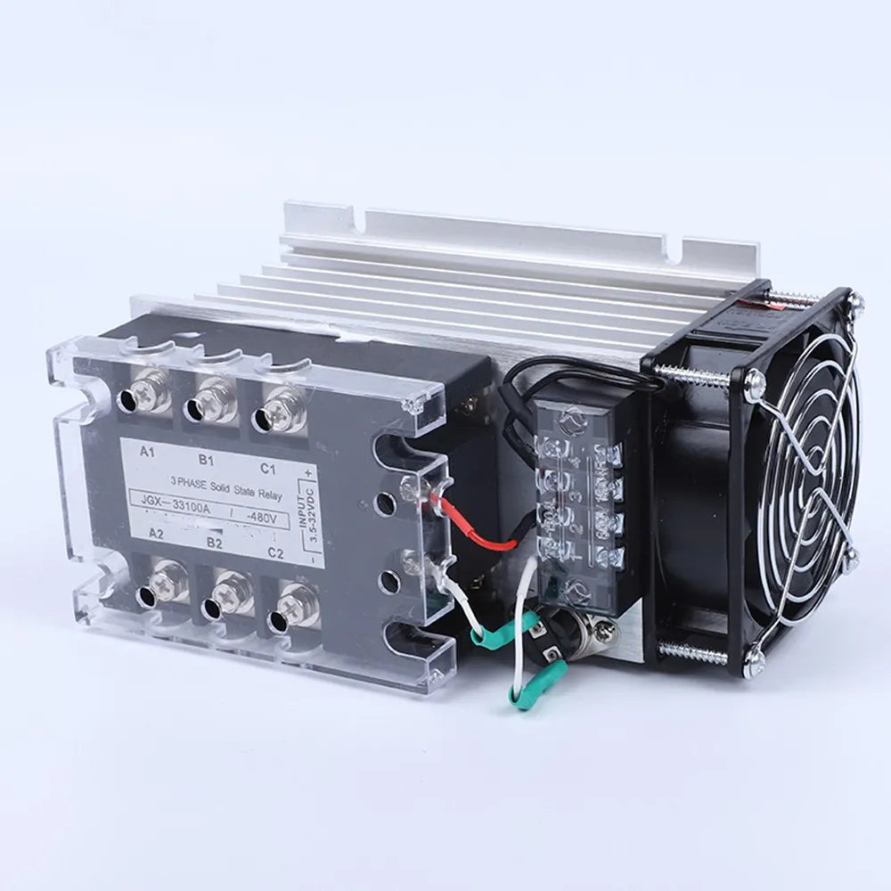 JGX-33100A Three Phase Solid State Relay AC480V 100A DC control AC Solid State Relay SSR AC Three DC-AC With Fan and Radiator