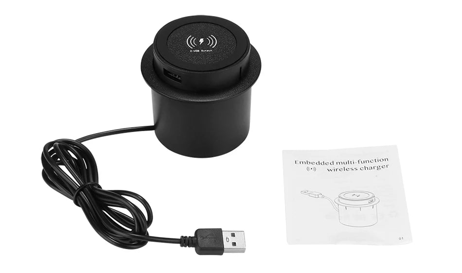 Fast Wireless Charger Pop-up Desktop Embedded Fast Wireless Charger With USB Port 30W Universal For Iphone Xiaomi Smartphone