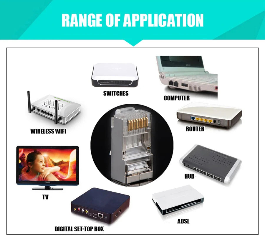 Xintylink CAT7 RJ45 Connector RJ RG45 Ethernet Cable Plug CAT8 8P8C FTP STP Shielded CAT6A Network SFTP LAN 10/50/100pcs