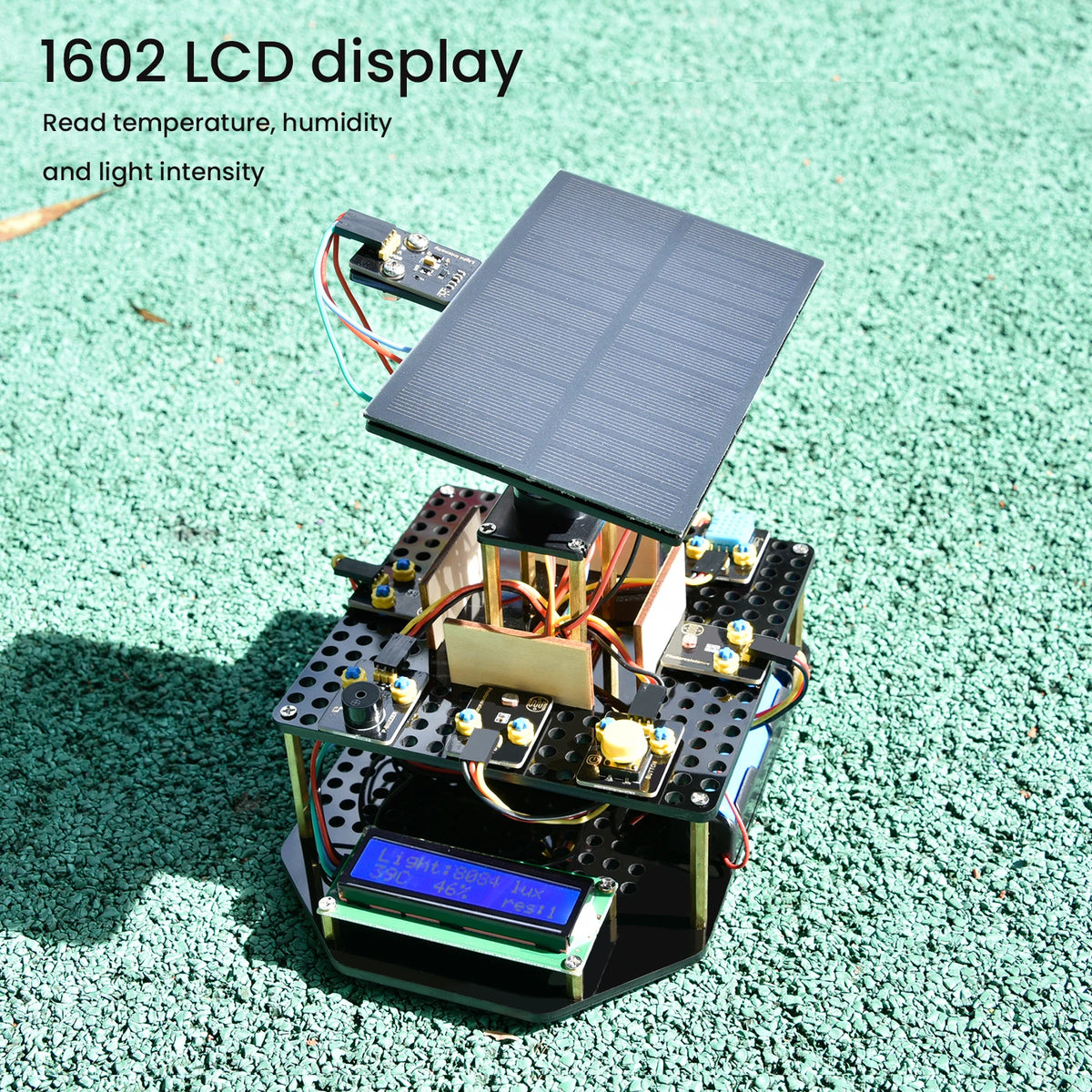 Keyestudio Solar Panel Tracking Kit Tracker System Electronic Kit For Arduino UNO Kit Kids Programming Toys W/1602 LCD Display