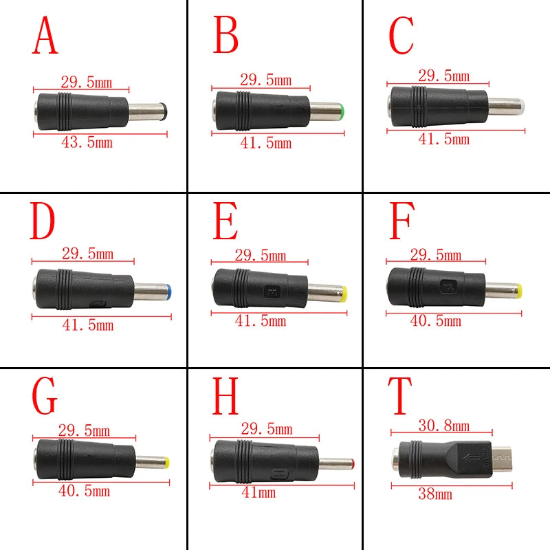 5Pcs DC Connectors 5.5x2.1mm Female to 5.5x2.5 5.5x1.7 6.0x4.4 6.3x3.0 4.8x1.7 4.0x1.7 3.5x1.35mm Male Laptop Power Plug Adapter