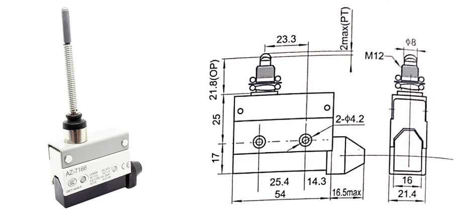 10A 250VAC AZ-7312 AZ-7311 AZ-7121 AZ-7310 TZ-7141 Waterproof Micro Switch Travel Limit Switch Straight 90degree Roller Lever