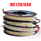 5M LED Strip Light DC 12V 24V 2835 Flexible Ribbon Diode Light 60/120/240/480 LED Stripe Warm Natural Cold White Luces Led Tape