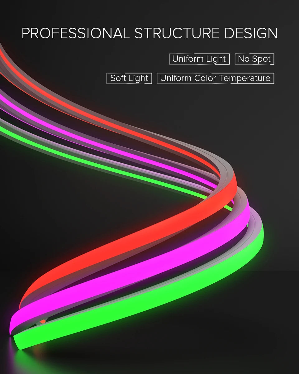 WS2812B WS2811 Neon Sign Tube SK6812 RGBW LED Strip Light Silica Gel 1m 2m 3m 4m 5m Flexible Neon Soft Lights Tube for Outdoors