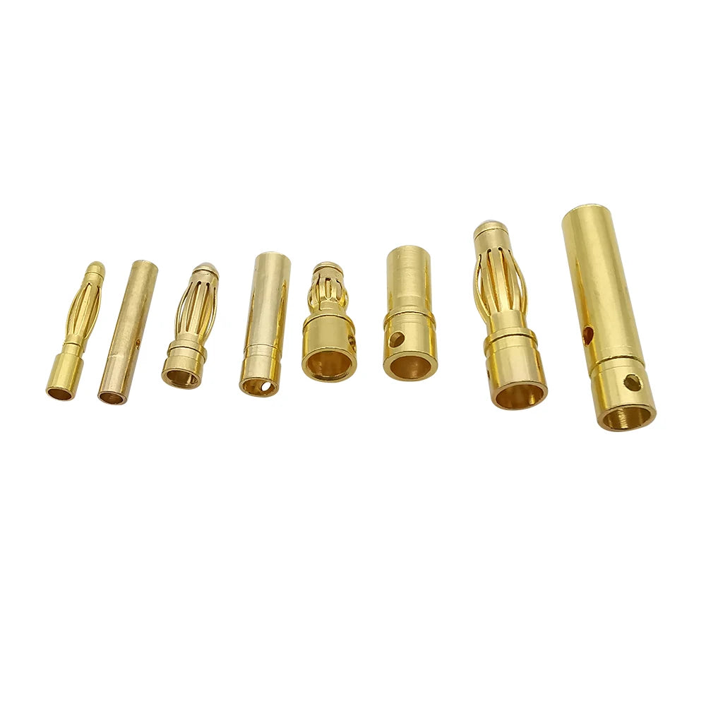 2mm 3mm 3.5mm 4mm Bullet Banana Plug Gold-Plated Banana Male Female Connector Battery Plugs Kits for RC Battery Parts DIY