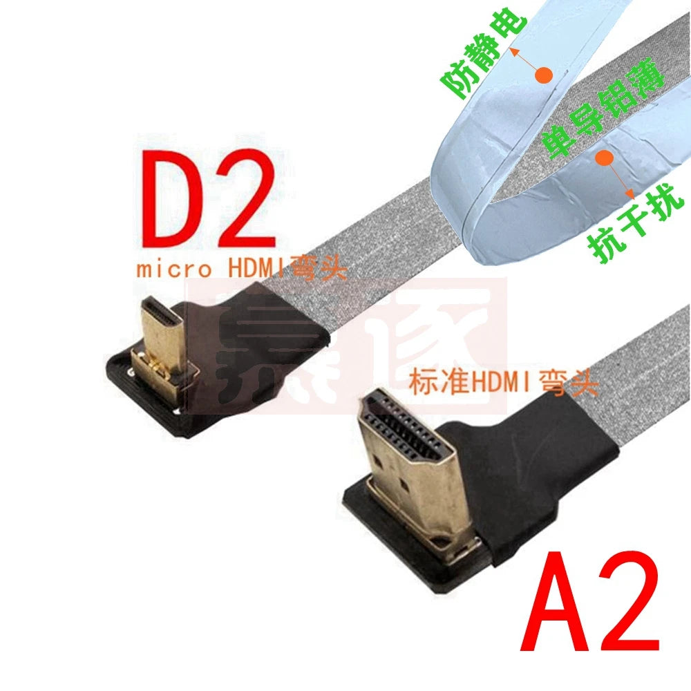 FPV Micro Mini HDTV-Male 90 Degree Connector FPC Flexible Flat HD Ribbon Cable FFC Pitch 20pin For Drone Gopro DSLR Gimbal Kit