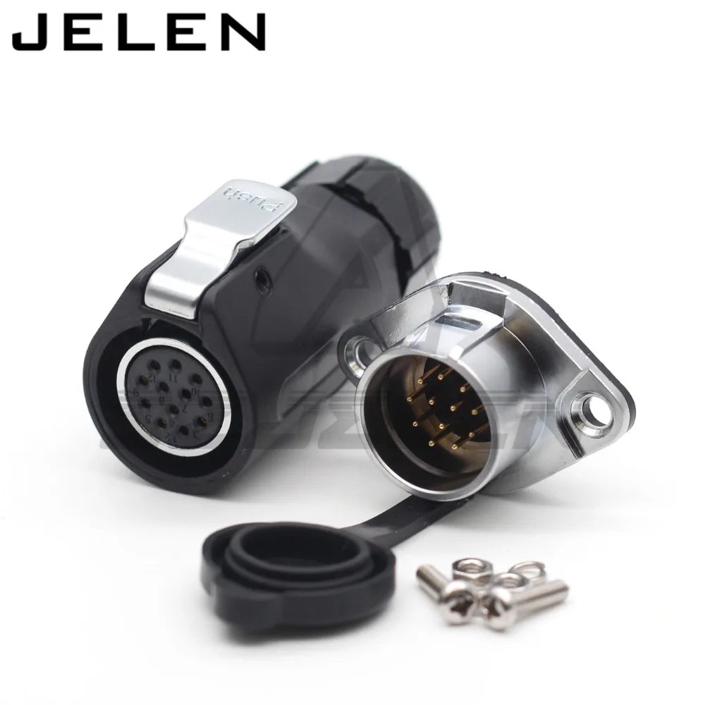 XHE20,  IP67 2/3/4/5/6/7/8/9/10/12 pin Waterproof connector, M20 Panel mount power cable connector male(socket) and female(plug)