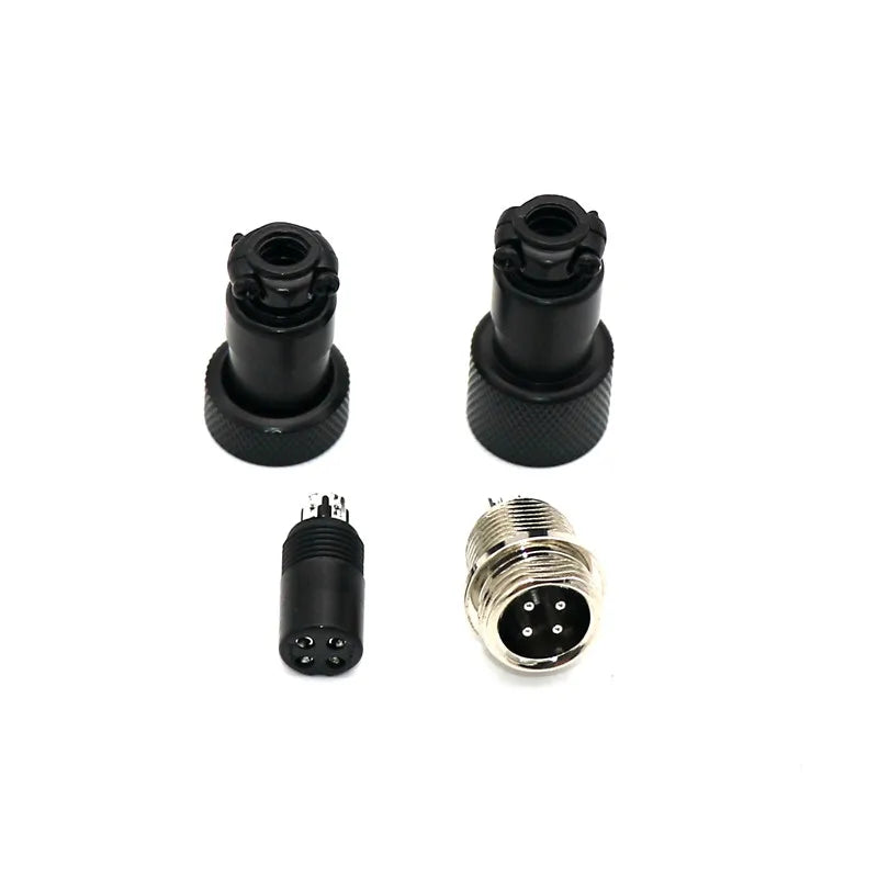 Angitu Electroplated GX12 Aviator GX 12 Connector Plug Butting Docking 4 core Male&Female Red Blue Black White Yellow