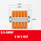 Wire Connector 2/3/4/5/6 Pin Universal Docking Fast Wiring Conductors Push-in Terminal Block Cable Splitter High Power Connector