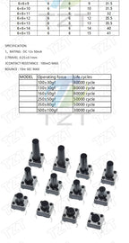 GREATZT 6X6X5/4.3/5.5/6/7/8/9/10/13MM Tact Switch Push Button Switch 12V 4PIN DIP Micro Switch For TV/Toys/home use Button