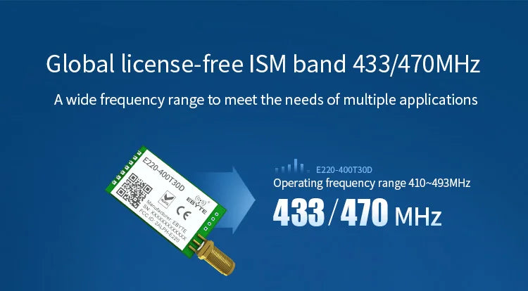 5PCS LLCC68 433MHz LoRa Wireless Module 470MHz 30dBm Long Range 10km RSSI EBYTE E220-400T30D SMA-K DIP UART Transmitter Receiver