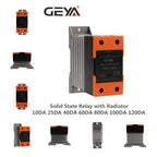 GEYA Solid State Relay with Radiator SSR 10DA 25DA 40DA DC Control AC Single Phase SSR Din Rail Mount Single Phase