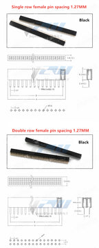 Free shipping (5pcs/lot) Pitch 1.27MM Pin Header Female Single and Double Row 1*40P 50P 2*40P50P Straight/Curved Pin Gold Plated