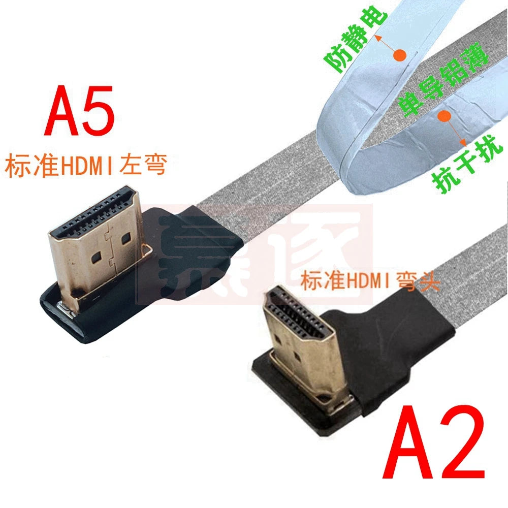 FPV Micro Mini HDTV-Male 90 Degree Connector FPC Flexible Flat HD Ribbon Cable FFC Pitch 20pin For Drone Gopro DSLR Gimbal Kit