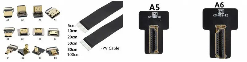 FPV Micro Mini HDMI-compat 90 Degree Connector FPC Flexible Flat HD Ribbon Cable FFC Pitch 20pin For Drone Gopro DSLR Gimbal Kit