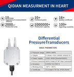 Differential Pressure Transmitter -100-0-100Kpa 4-20mA Differential Pressure Sensor 0-10V Wind Air Differential Pressure Sensor