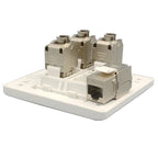 4 Sockets CAT7 RJ45 Faceplate LAN Network Outlet Jack Shielded CAT.6A Ethernet Wall Panel Board 86x86mm
