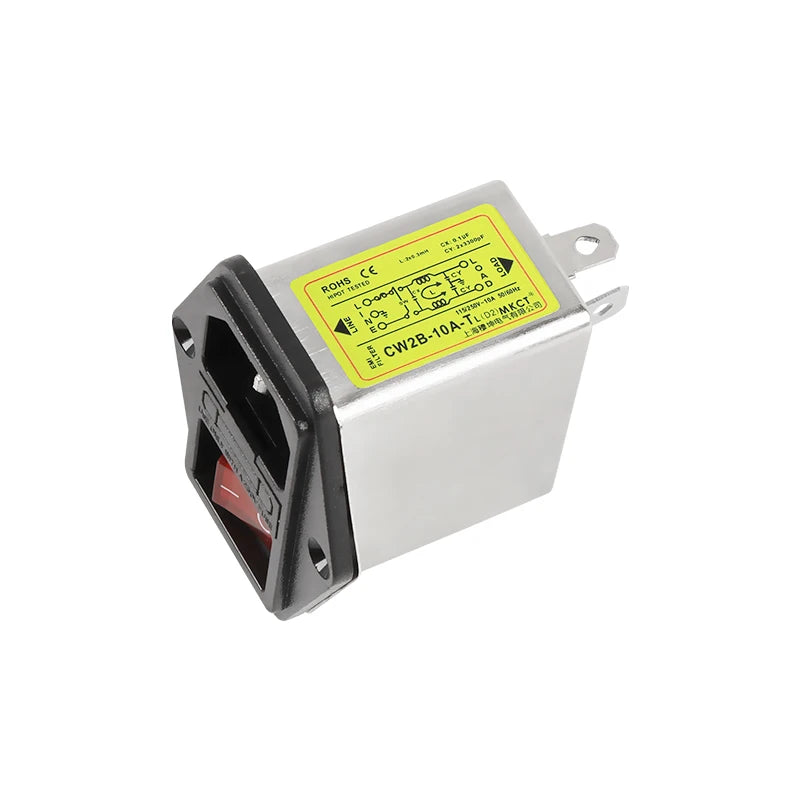 TOMZN 115V 230V Lighted AC Filter Communication Audio Power Supply Filter EMI Anti-Interference CW2B-1A-TL(D2) 3A 6A 10A