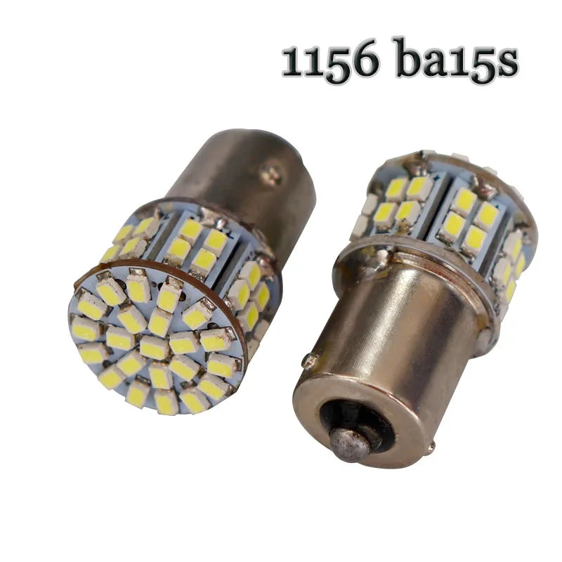 10pcs truck 24v led S25 P21W 1156 ba15s 50 SMD 1206 LED 1157 BAY15D White red brake stop light lamp Turn signal light bulbs 24V