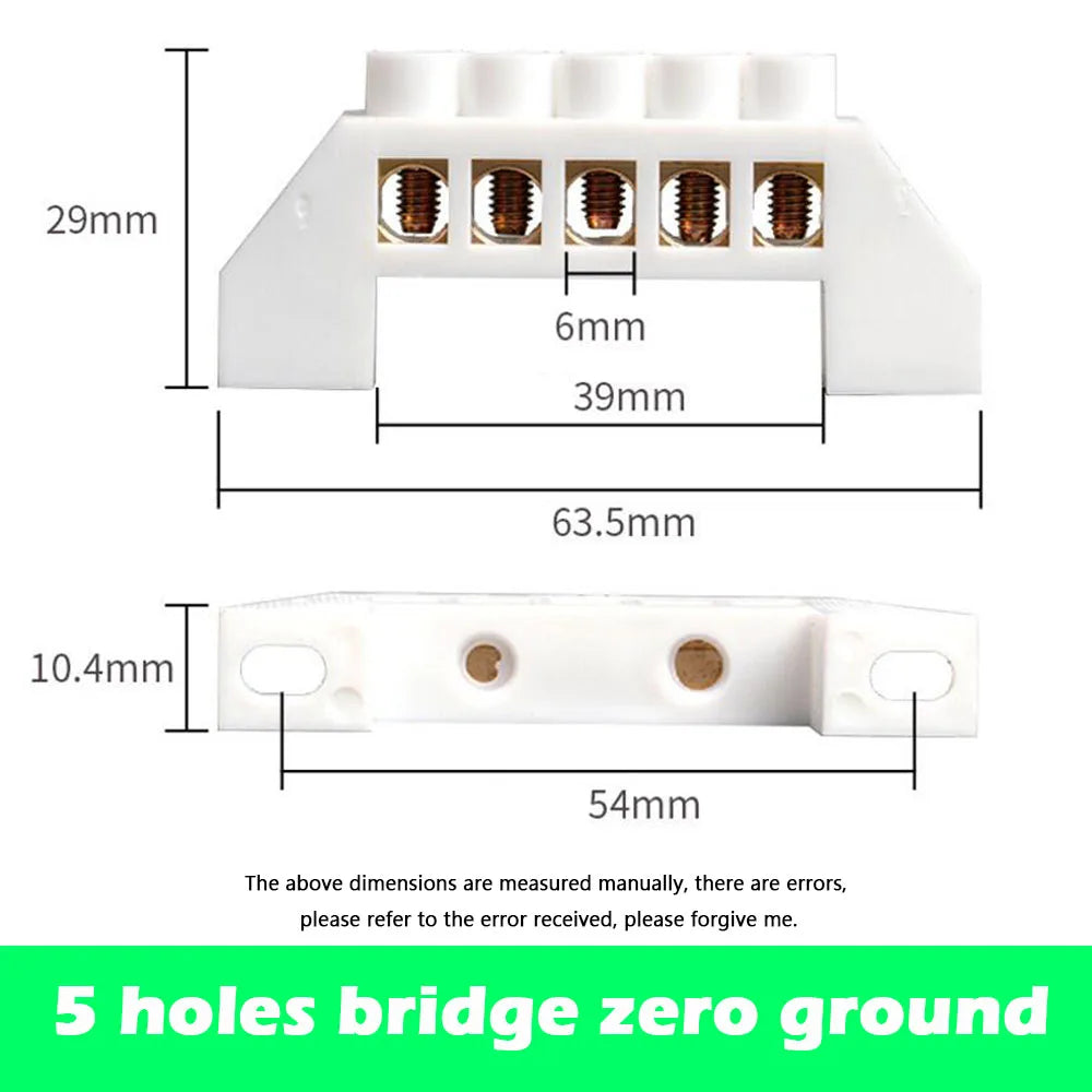 20PCS 5/7/10/12 Hole Bridge Type Zero Line Row Ground Row Ground Copper Bar Distribution Box Connected To Zero Terminal Row