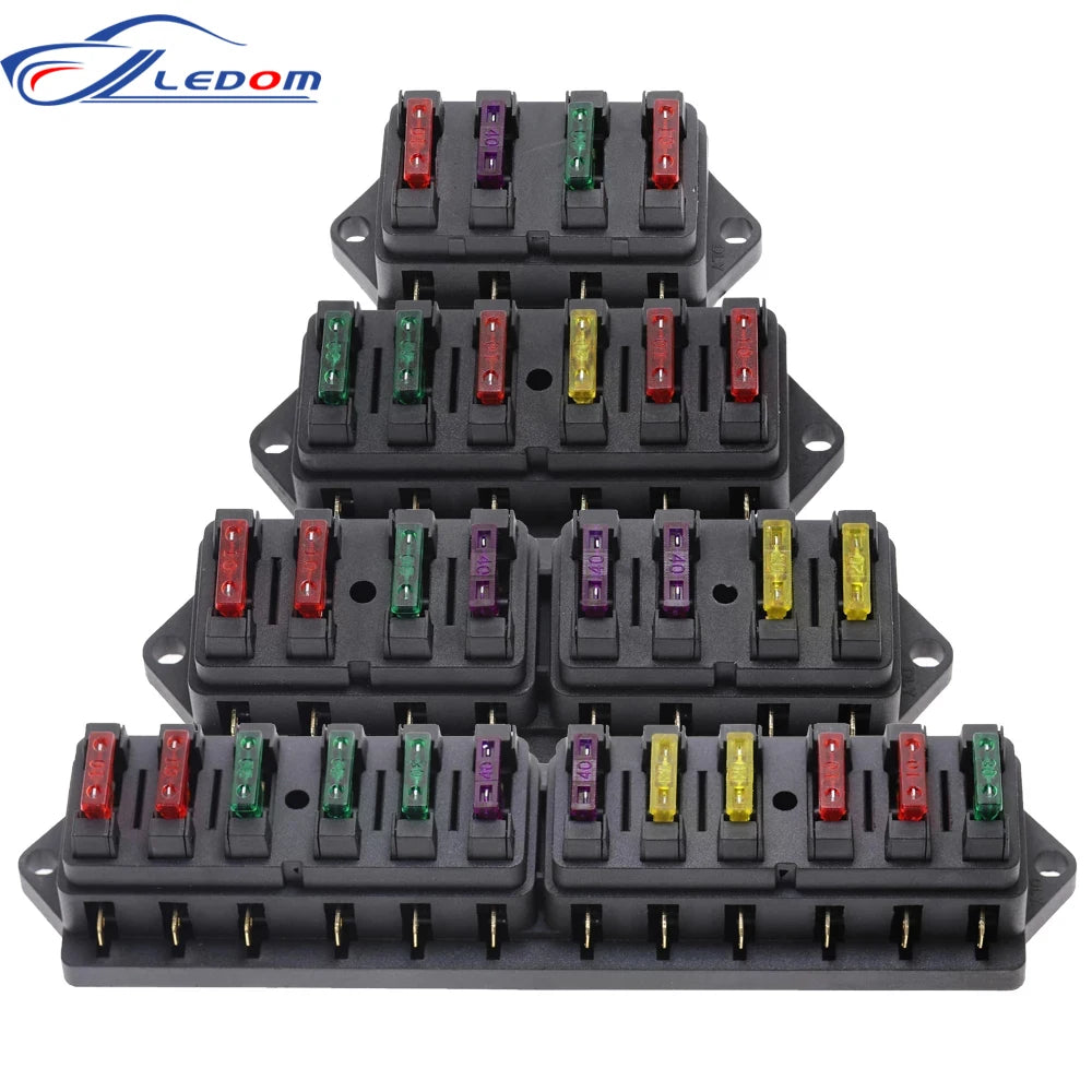 4/6/8/10/12 Way Car Fuse Holder Car Fuse Box Truck Auto Blade  with 4/6/8/10/12 Fuses for 12V 32V ATO Standard Circuit
