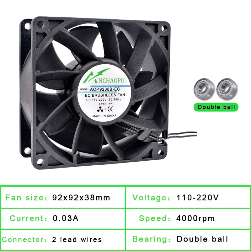 60mm 70mm 80mm 92mm 120mm 140mm Fan EC Brushless Cooling Fan AC 110V 120V 220V 240V for Cabinet Frequency Converter