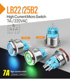 LANBOO 22B2 Economy Metal Pushbutton Switch / 1NO1NC / Momentary or Latching Available. Ring/Power Supply Button