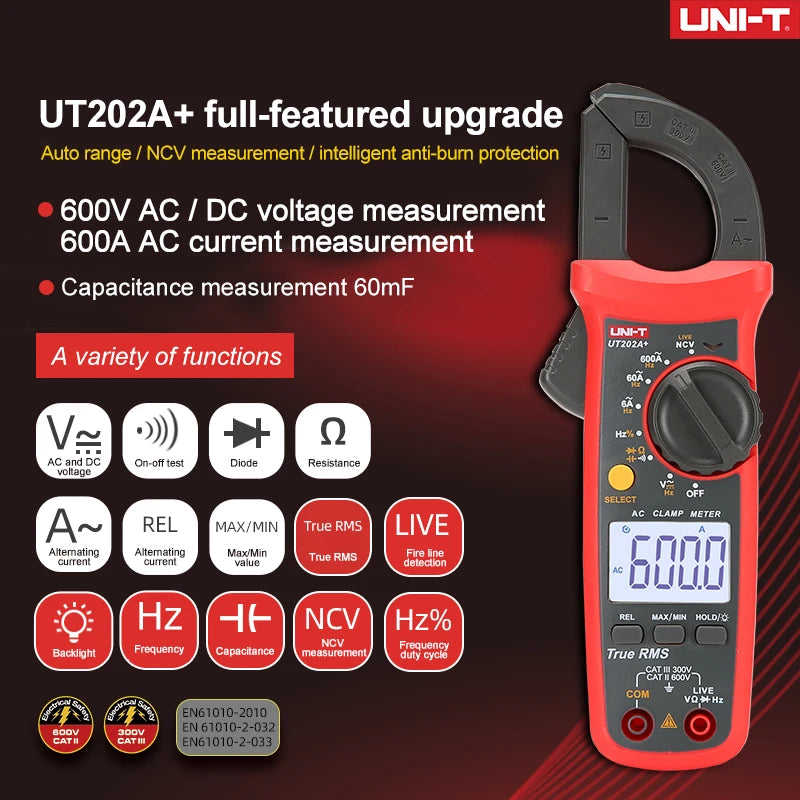 UNI-T Clamp Meter UT201 UT202 UT202A UT203 UT204 Plus Digital Tester Professional Voltmeter Pliers Ammeter Electric Multitester