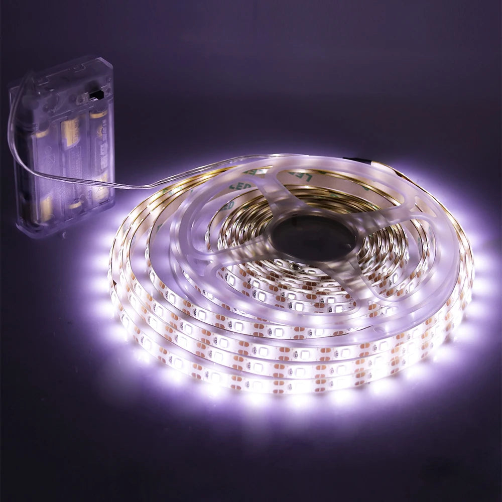 3AA Battery Power LED Strip Light 1/2/3/4/5M SMD2835 3528 60Leds/m Waterproof Tape Ribbon Lamps 5V TV Cabinet Backlight