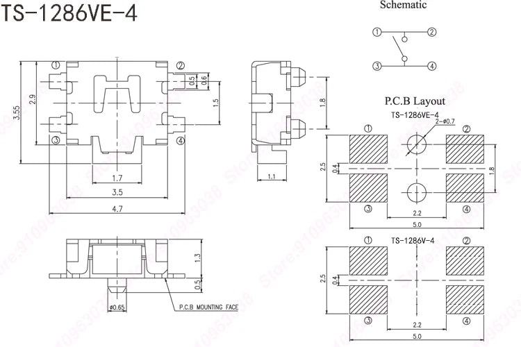 20Pieces 12V Side Push Button Tact SW Momentary Tact Switch 4Pin SMD 3X4mm/3.5x4.7mm/4x6mm for Phone/MP4/Keys