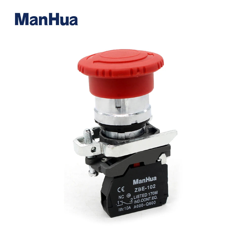 ManHua XB4-BS542 Emergency Stop Push Button Switch For Industrial Control Turn to Release Push Button Switch