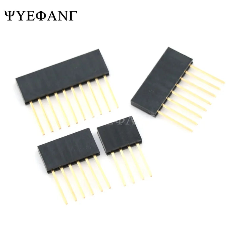 10Pcs 2.54mm Single Row Stackable Long Legs Female Header Connector 2/3/4/6/8/10/15 Pin for Arduino Shield PCB