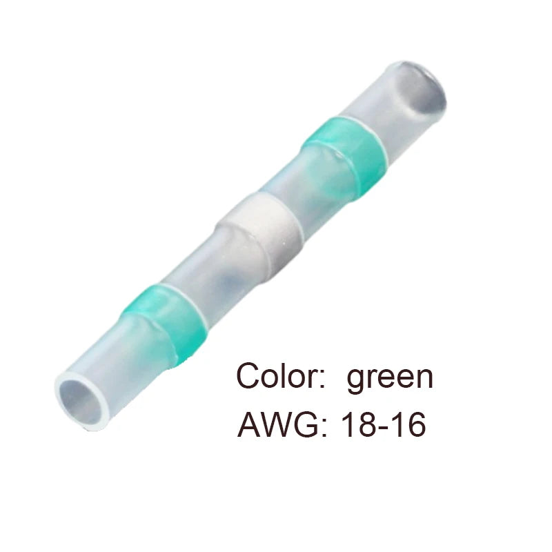 Heat Shrinkable Wire Connectors 50PCS SST21 Waterproof Sleeve AWG22-18 Butt Electrical Splice Tinned Solder Seal Terminal